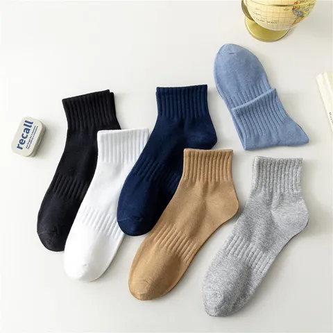 Men Casual Cotton Blend Embroidered No Show Socks Breathable Sports Short Socks
