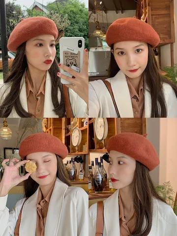 Women Retro Woolen Beret Hat Solid Color Octagonal Painter Hat Autumn Winter Warm Fashion Lady Newsboy Cap Headwear