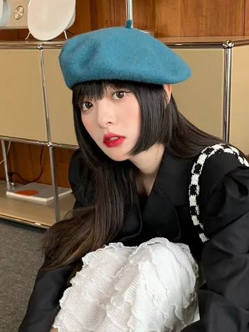 Women Wool Blend Beret Hat Korean Style Vintage Candy Color Winter Warm Painter Hat Solid Color Fashion Headwear