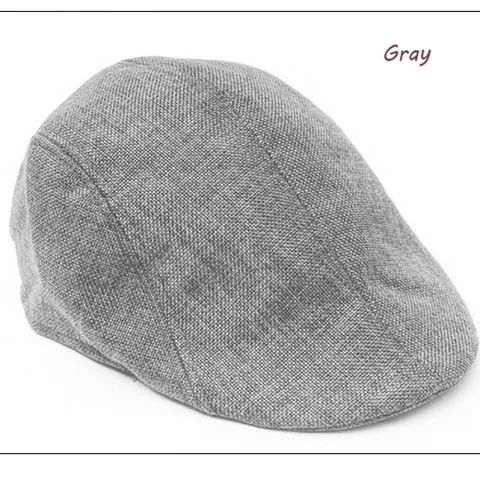 Unisex Breathable Linen Duckbill Cap Retro British Flat Cap Newsboy Beret Hat For Spring Summer Casual Wear