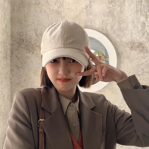 Corduroy Baseball Cap Women Men Adjustable Casual Duckbill Hat Autumn Winter Retro Solid Color Classic Dad Hat