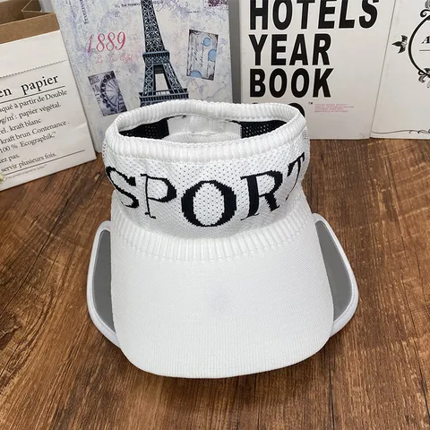 Unisex Knitted Empty Top Sun Hat Letter Sport Breathable Visor Cap For Outdoor Sports Running Summer