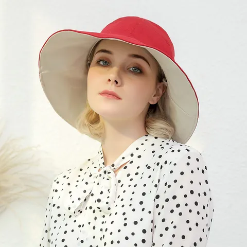 Women's Double Sided Bucket Hat Summer Japanese Large Brim Sun Protection Sunshade Fisherman Hat Casual Outdoor Hat