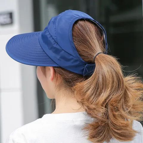 Women Summer Sun Hat Anti UV Wide Brim Empty Top Beach Cap Foldable