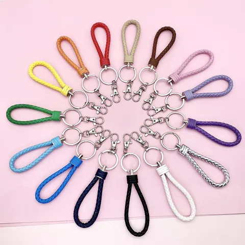 Creatieve Gevlochten Lederen Touw Sleutelhanger Auto Sleutelring Meerkleurige Lanyard Tas Hanger Mode Accessoires Voor Vrouwen Mannen