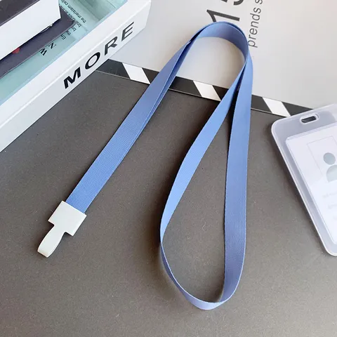 Polyester ID Badge Lanyard Met Kunststof Geïntegreerde Gesp Effen Kleur Nekriem Voor Naamkaartjes Werkausweise Kantoor School