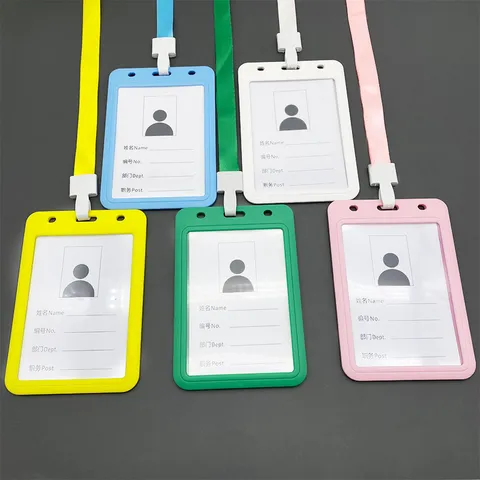 Kunststoff Ausweishalter Schiebedeckel Namensschild Hülle Für Büro Schule Studenten Lanyard Bus Zugangskarte Schutzhülle