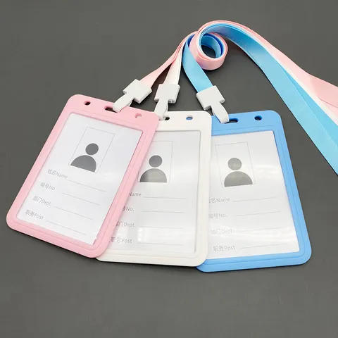 Kunststoff Ausweishalter Schiebedeckel Namensschild Hülle Für Büro Schule Studenten Lanyard Bus Zugangskarte Schutzhülle
