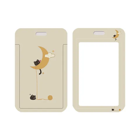 Porte-Badge Mignon Chat Noir Avec Cordon Étui de Carte en Plastique Portable pour Étudiants Bureau Accès Carte IC
