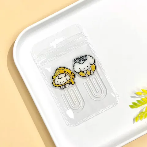 Transparante Acryl Paperclip Bladwijzers Schattige Cartoon Hond Fruit Vormen Paginamarkeringen Creatieve Bestand Clips Studentengeschenken