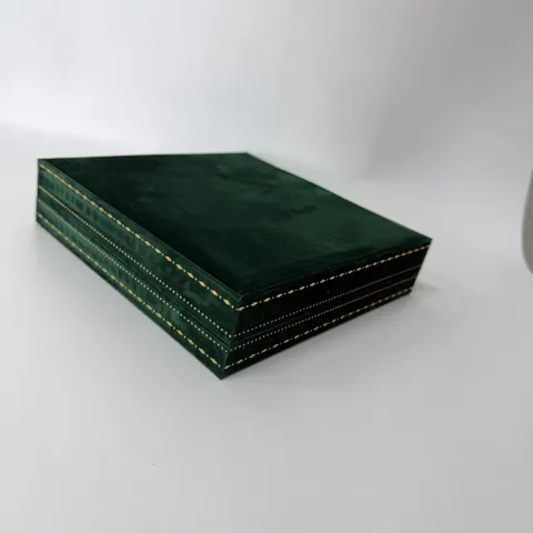 Joyero de Terciopelo Verde Oscuro de Lujo Cuadrado Borde Dorado Organizador de Pendientes Collares Anillos Regalo de Mujer