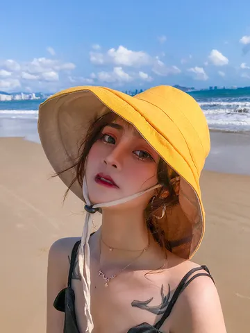 Women Bucket Hat Double Sided Reversible Sun Hat Wide Brim UV Protection Casual Summer Beach Hat For Travel Ladies