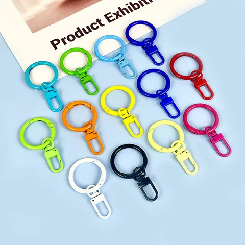 Candy Color Baked Paint Metal Key Ring Hook Zinc Alloy Anti-Lost Circular Spring Buckle For DIY Craft Keychain Bag Pendant Accessories