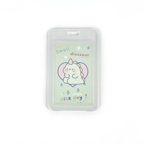 Transparent PP Card Holder Cartoon Animal Protective ID Badge Sleeve Cute Student Access Control Meal Card Case Holder with Lanyard