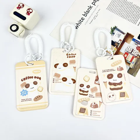 Cute Cartoon Animal ABS Card Holder With Retractable Lanyard Keychain For Students Meal Card Bus Access ID Badge Protection
