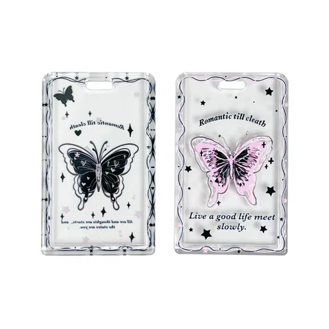 Transparent Butterfly Card Holder With Lanyard Keychain For Student ID Badge Access Control Protective Sleeve Ins Style