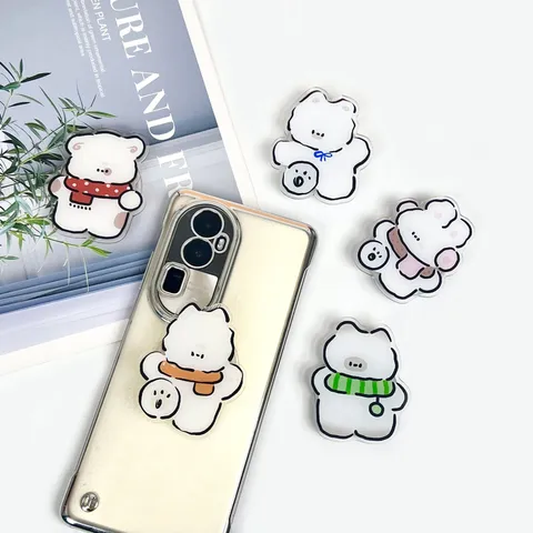Cartoon Puppy Acrylic Phone Grip Expanding Socket Phone Stand For Women Girls Universal Smartphone Finger Holder Gift