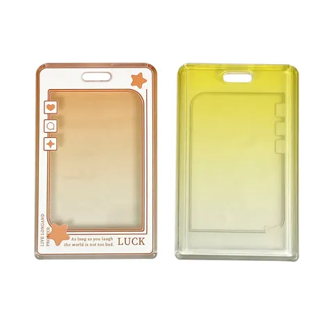 Transparent PS Cartoon Card Holder Ins Star Speech Bubble Sliding Cover Student ID Badge Protector IC Card Cover For School