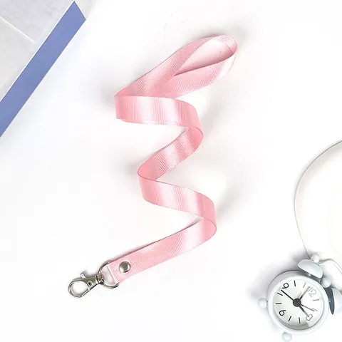 Polyester ID Badge Lanyard With Metal Hook Neck Strap For Office Exhibition Student Durable Solid Color Hanging Rope