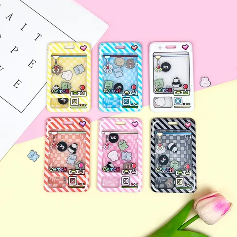 Creative Animal Shaking Card Holder Student ID Badge Sleeve Anti-Lost Plug-In Game Console Style Protective Cover With Lanyard Keychain
