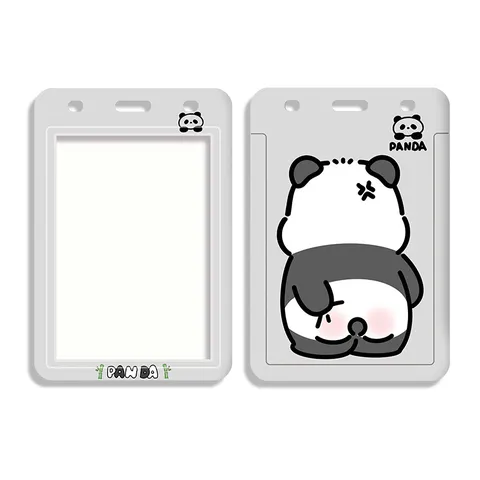 Süßer Cartoon Panda ABS Kartenhalter Schlüsselanhänger Lanyard Ausziehbarer Ausweisclip Studenten ID Bus Karte Schutzhülle Büro Schulbedarf