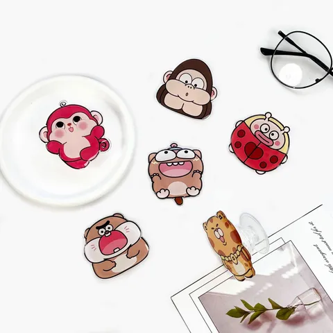 Cute Cartoon Acrylic Collapsible Phone Airbag Stand Animal Expanding Socket Grip Holder For Office Desk Smartphone Desktop Decor