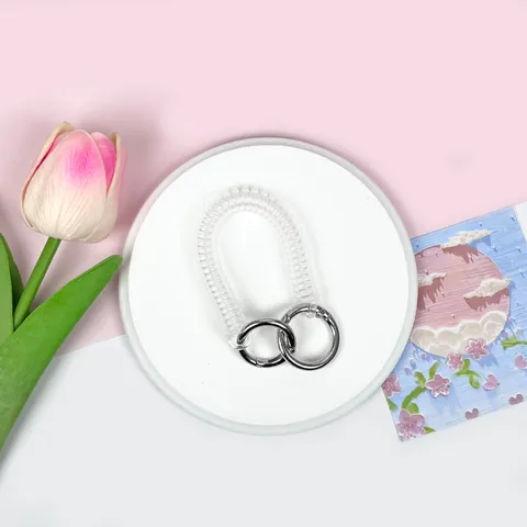 Universal Einziehbarer Spiralschnur Handyband Schlüsselanhänger Anti-Verlust Kunststoff Elastisches Seil Mit Doppel-Metallringen Für Damen Herren