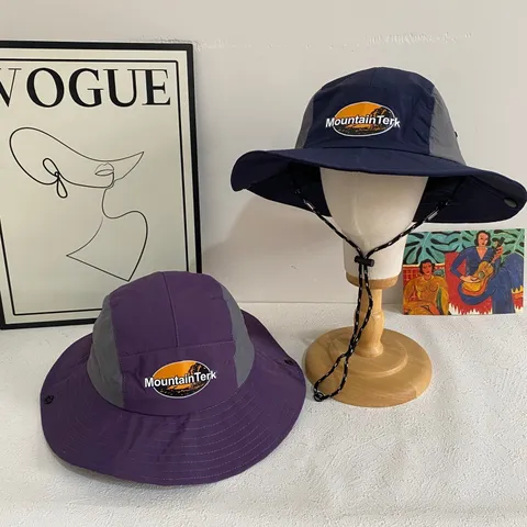 Sombrero de Pescador de Secado Rápido con Bloques de Color de Estilo Vintage Americano para Hombres Mujeres Protección Solar Cortavientos