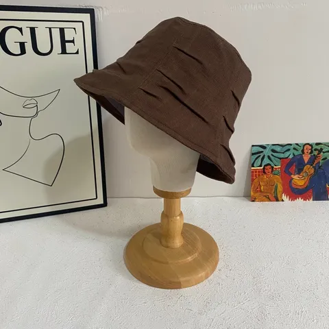 Japanese Style Pleated Bucket Hat Women Summer Breathable Sun Protection Solid Color Fisherman Hat Simple Versatile Sunshade Hat