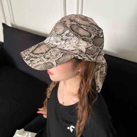 Fashion Snake Skin Print Bandana Hat Hip Hop Long Strap Turban Cap Breathable Sunshade Foldable Street Style Headwear For Unisex