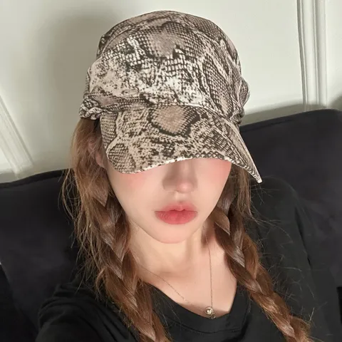 Fashion Snake Skin Print Bandana Hat Hip Hop Long Strap Turban Cap Breathable Sunshade Foldable Street Style Headwear For Unisex