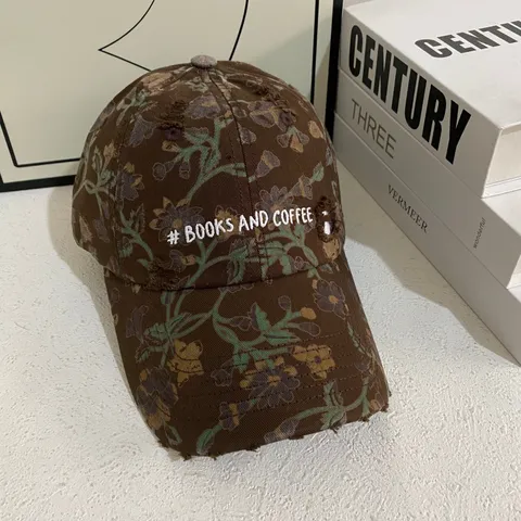 Cappellino da Baseball Camouflage American Retro Distressed Uomo Donna Ricamo Floreale Parasole Berretto con Visiera Workwear