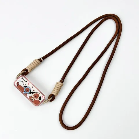 Cute Cartoon Puppy Acrylic Mobile Phone Back Clip With Adjustable Braided Crossbody Lanyard Universal Neck Strap Portable Phone Holder For Women Men