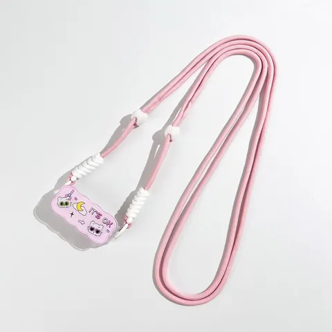 Golvende Acryl Telefoon Backclip Met Koord Crossbody Lange Halsketting Draagbare Anti-Val Schattige Cartoon Kat Telefoonhouder Riem Voor Dames Heren