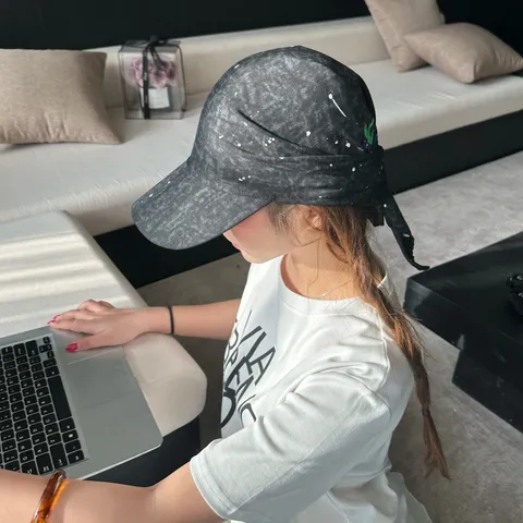 Unisex Cotton Bandana Baseball Cap Graffiti Splatter Printed Adjustable Hip Hop Headscarf Sun Hat Fashion Streetwear Accessories