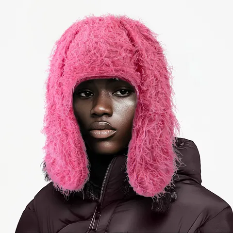 Winter Warm Plush Trapper Hat Cute Bunny Ears Thickened Windproof Ushanka Hat Fashion Streetwear Cold Weather Fuzzy Cap