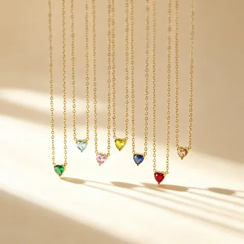 Stainless Steel Heart Rhinestone Pendant Necklace Clavicle Chain Gold Plated Fashion Jewelry Gift For Women