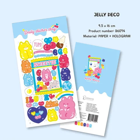 Pegatina Decorativa De Jalea Con Lentejuelas Láser De Osito Lindo Estilo Coreano Pegatina De Papetería DIY Para Diario Planificador