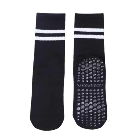 Women Non-Slip Pilates Yoga Socks Cotton Blend Mid-Tube Athletic Fitness Floor Socks for Barre Dance Workout
