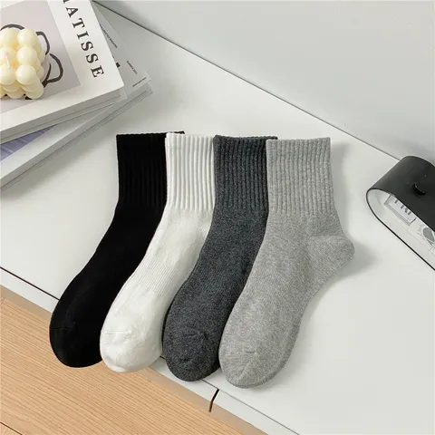 Damen Casual Baumwolle Wadenhoch Socken Basis Einfarbig Gerippt Sport Socken Für Den Alltag Business Socken Herbst Winter Herren