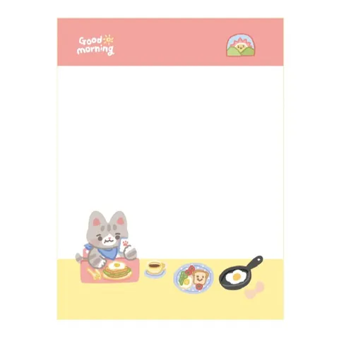 Korean Cute Cat Breakfast Memo Pad Sticky Notes Journaling Paper Notepad Cartoon Stationery For School Office