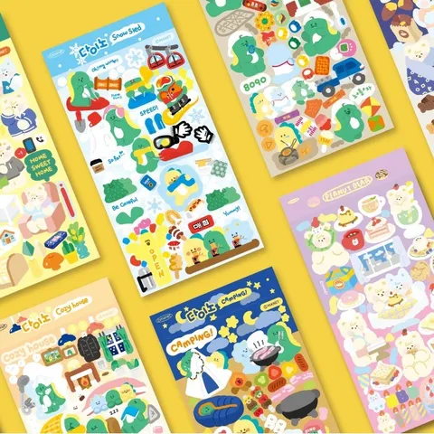 Pegatinas Impermeables Para Diario De Osito Lindo Y Dinosaurio Pegatinas Decorativas Transparentes De Papelería Para Scrapbooking Guka DIY