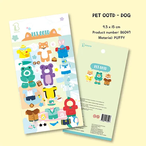 Cute Dog Dress-Up Puffy Foam Sticker Shiba Inu Pet Sticker For Phone Cup Journal Decal DIY Craft Stationery