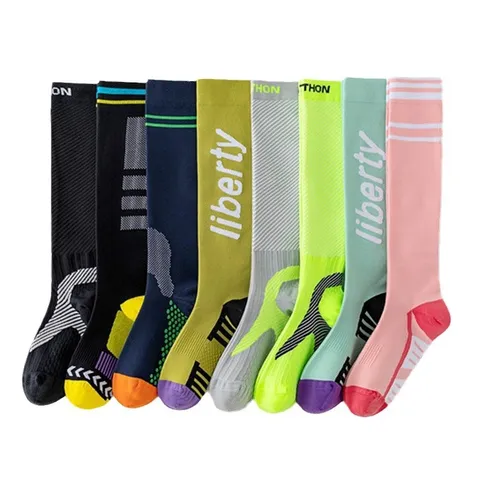 Chaussettes de Sport de Compression pour Femmes Athlétique Course Yoga Pression Graduée Mollet Nylon