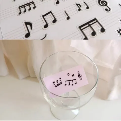 Stickers Décoratifs en PVC de Style Coréen avec Notes de Musique pour Agenda Journal Tasse d'Eau Papeterie Minimaliste