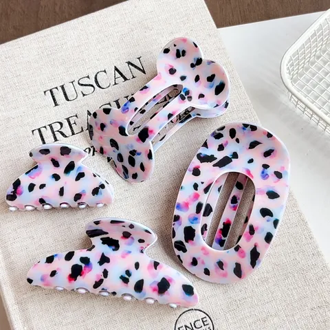 Pinza para el Cabello con Estampado de Leopardo Púrpura Grande de Acrílico para Mujer Moda Accesorios para el Cabello Y2K