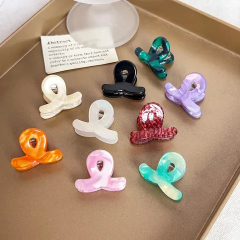 Acetate Hair Claw Clip Small Marble Pattern Dopamine Candy Color Shark Clip Sweet Hair Accessories For Women Girls Mini Fringe Clip