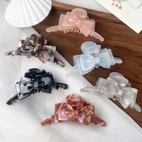 Eleganter Schleife Haarkralle Große Essigsäureharz Haarklammer Französischer Stil Marmoriert Schildpatt Hochsteckfrisur Haarnadeln Für Damen Kopfschmuck Schmuck