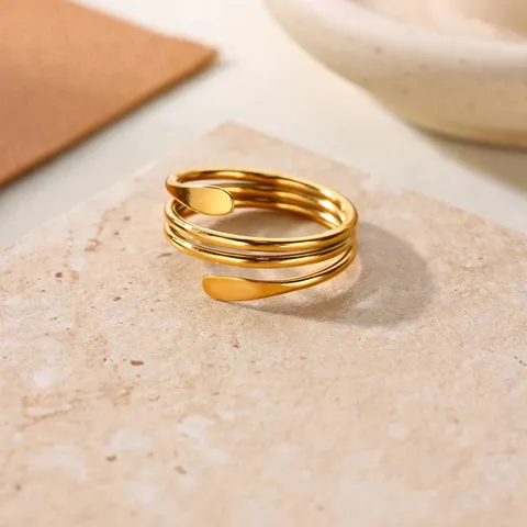 304 Stainless Steel Multi Layer Open Ring For Women Minimalist Geometric Gold Silver Plated Fashion Adjustable Finger Ring Daily Jewelry