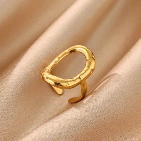 Minimalist 304 Stainless Steel Open Ring For Women Geometric Hollow Line Adjustable Finger Ring Western Trendy Fashion Hand Jewelry Gift